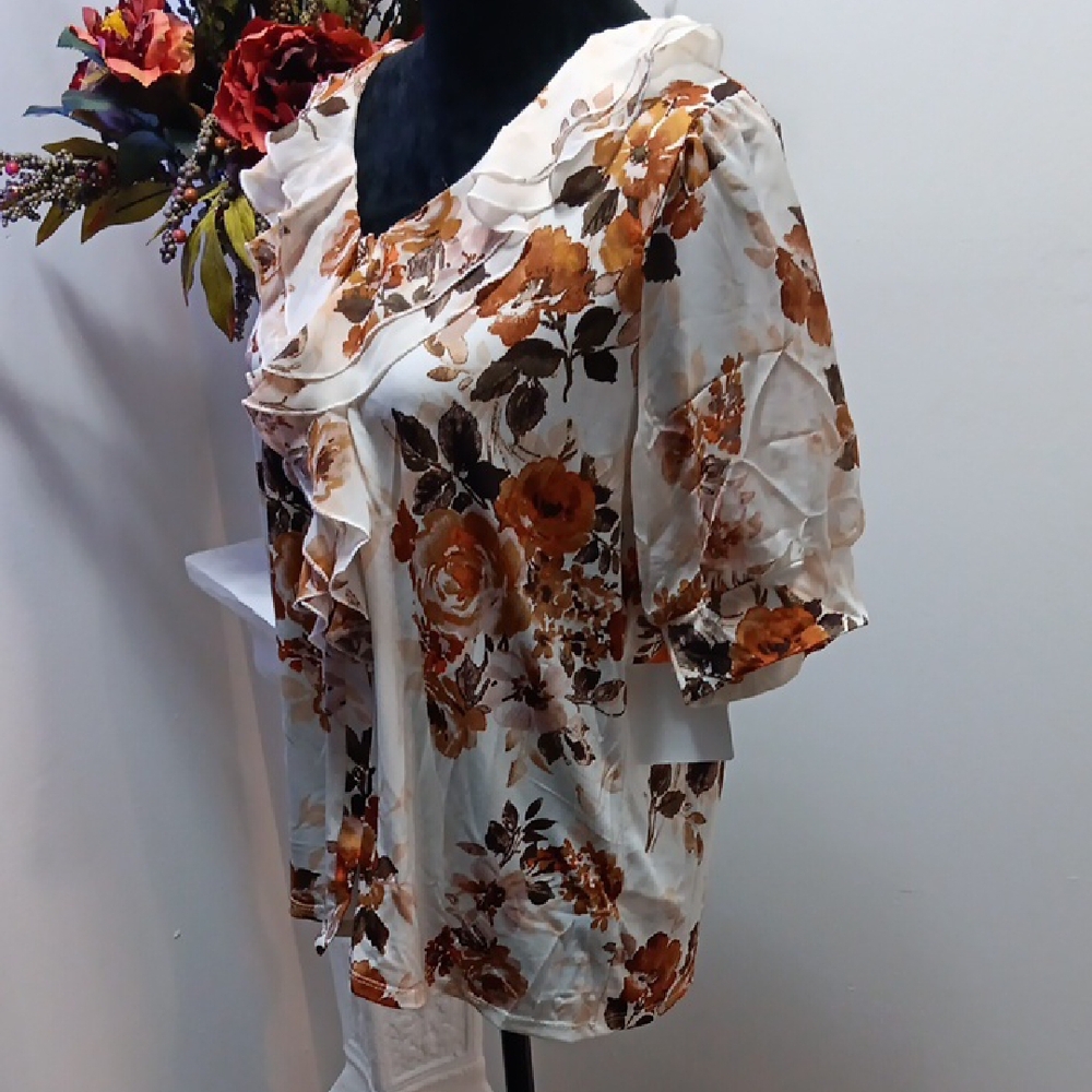 PerSeption Concept Floral Blouse - Brown and Cream - Picture 6 of 6